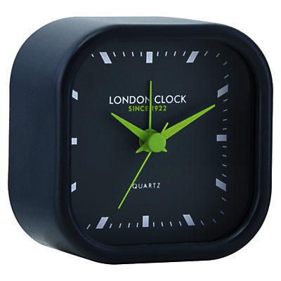 London Clock Company Metal Square Alarm, Grey